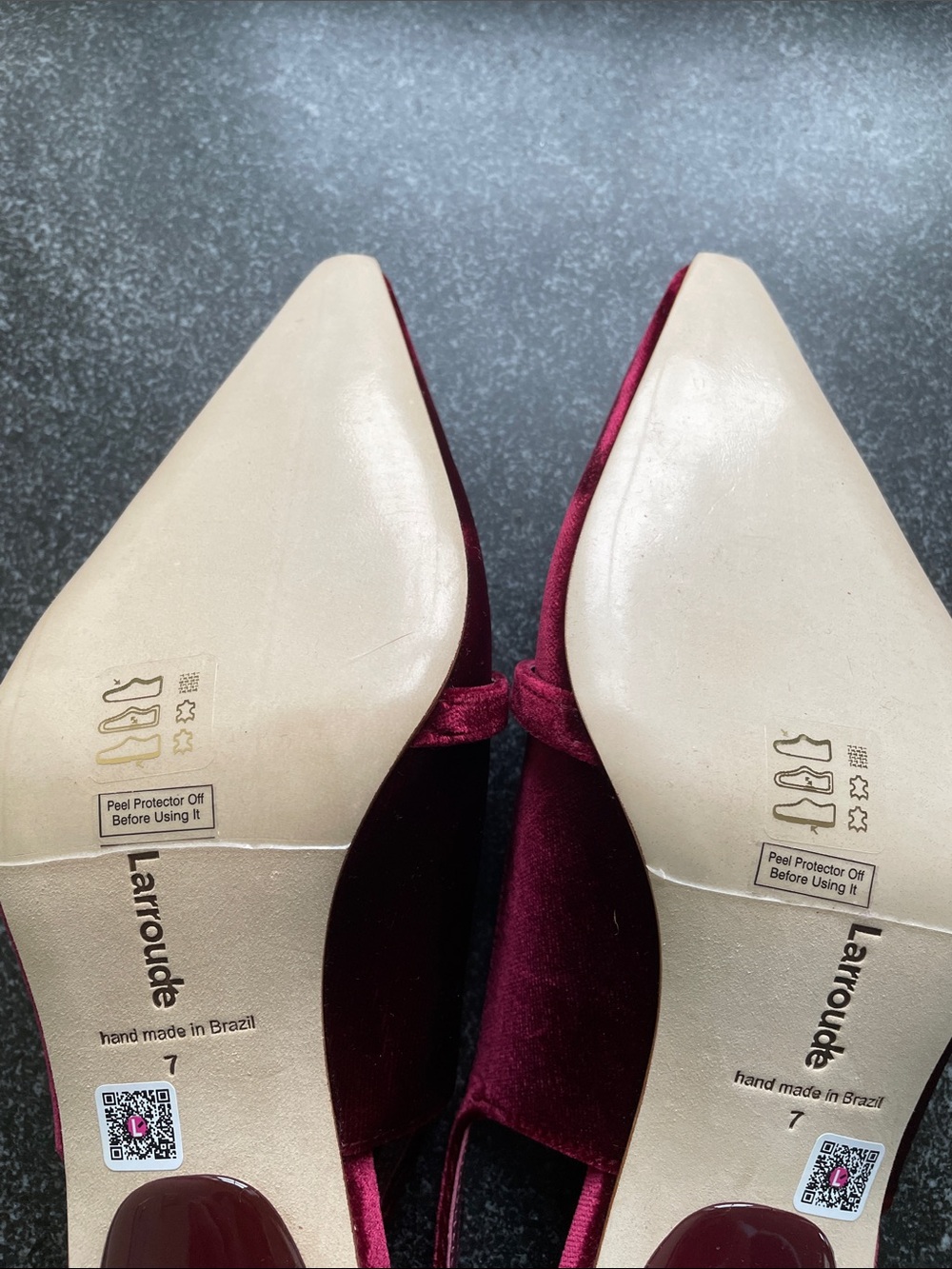 NWOT Larroude Size 7 Ines Wine Velvet Slingback Pointed-Toe Heels Burgundy - Picture 9 of 16